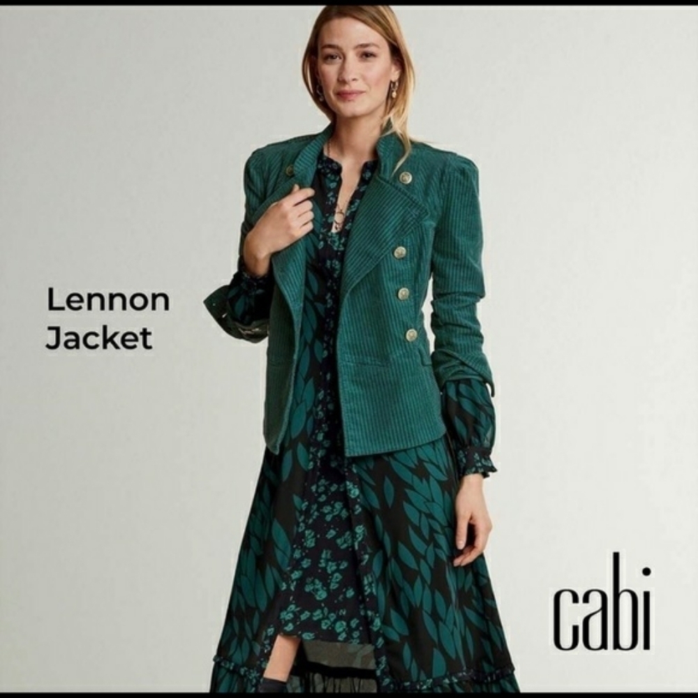 🔥CABI Lennon Green Teal Military Equestrian Double Breasted Blazer, #3913, M